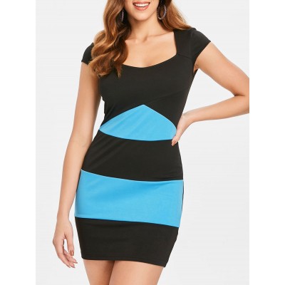 Color Block Stripe Short Dress - Multi